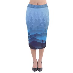 Blue Mountain Velvet Midi Pencil Skirt by berwies