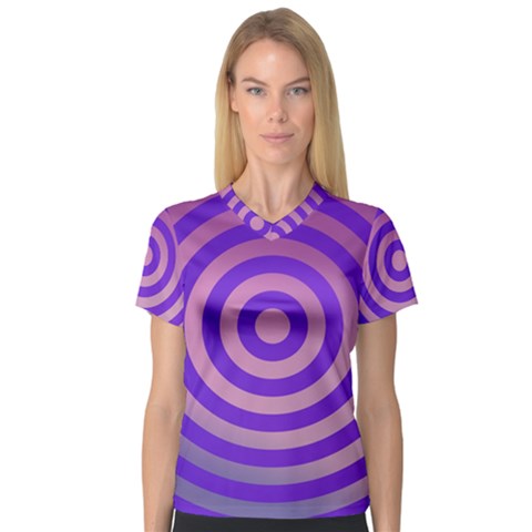 Circle Target Focus Concentric V-neck Sport Mesh Tee by Celenk