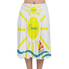 Summer Beach Holiday Holidays Sun Velvet Flared Midi Skirt