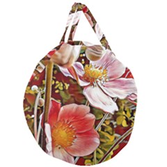 Flower Hostanamone Drawing Plant Giant Round Zipper Tote