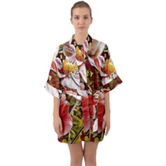 Flower Hostanamone Drawing Plant Quarter Sleeve Kimono Robe by Celenk