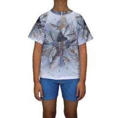 Winter Frost Ice Sheet Leaves Kids  Short Sleeve Swimwear by Celenk