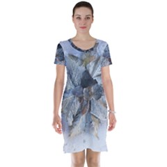 Winter Frost Ice Sheet Leaves Short Sleeve Nightdress