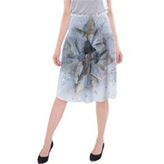 Winter Frost Ice Sheet Leaves Midi Beach Skirt by Celenk