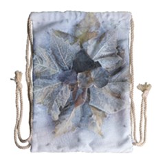 Winter Frost Ice Sheet Leaves Drawstring Bag (large) by Celenk