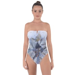 Winter Frost Ice Sheet Leaves Tie Back One Piece Swimsuit by Celenk