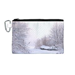 Winter Snow Ice Freezing Frozen Canvas Cosmetic Bag (m)