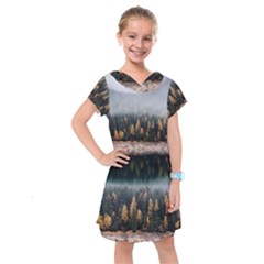 Trees Plants Nature Forests Lake Kids  Drop Waist Dress by Celenk