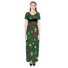 Christmas Pattern Short Sleeve Maxi Dress by Valentinaart
