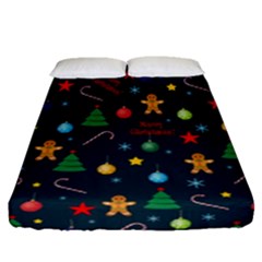 Christmas Pattern Fitted Sheet (queen Size) by Valentinaart