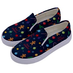 Christmas Pattern Kids  Canvas Slip Ons by Valentinaart