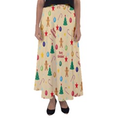 Christmas Pattern Flared Maxi Skirt by Valentinaart