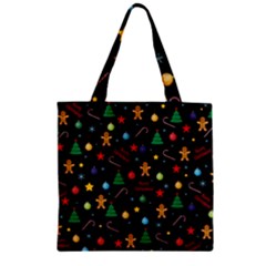 Christmas Pattern Zipper Grocery Tote Bag by Valentinaart