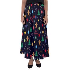 Christmas Pattern Flared Maxi Skirt by Valentinaart