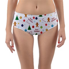 Christmas Pattern Reversible Mid-waist Bikini Bottoms by Valentinaart