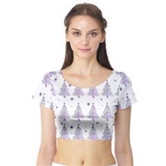 Christmas tree - pattern Short Sleeve Crop Top