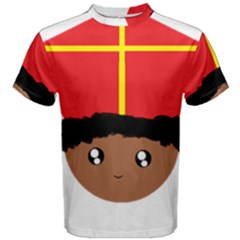 Cutieful Kids Art Funny Zwarte Piet Friend Of St  Nicholas Wearing His Miter Men s Cotton Tee by yoursparklingshop