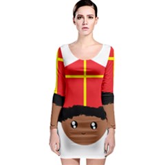 Cutieful Kids Art Funny Zwarte Piet Friend Of St  Nicholas Wearing His Miter Long Sleeve Bodycon Dress