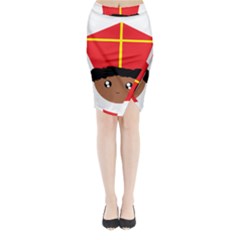 Cutieful Kids Art Funny Zwarte Piet Friend Of St  Nicholas Wearing His Miter Midi Wrap Pencil Skirt by yoursparklingshop