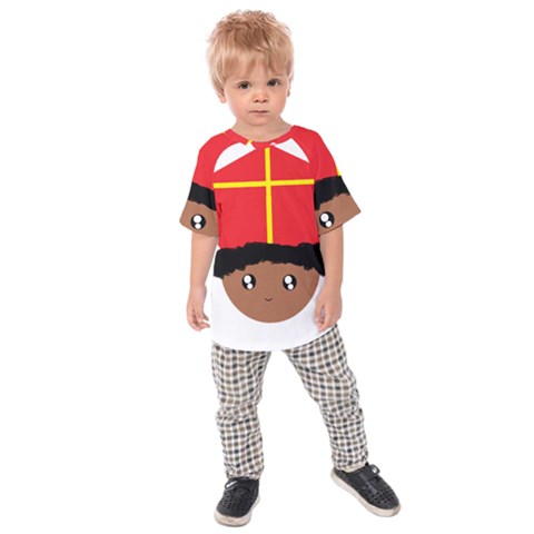 Cutieful Kids Art Funny Zwarte Piet Friend Of St  Nicholas Wearing His Miter Kids Raglan Tee by yoursparklingshop