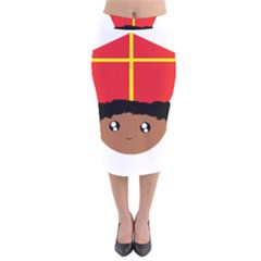 Cutieful Kids Art Funny Zwarte Piet Friend Of St  Nicholas Wearing His Miter Velvet Midi Pencil Skirt by yoursparklingshop