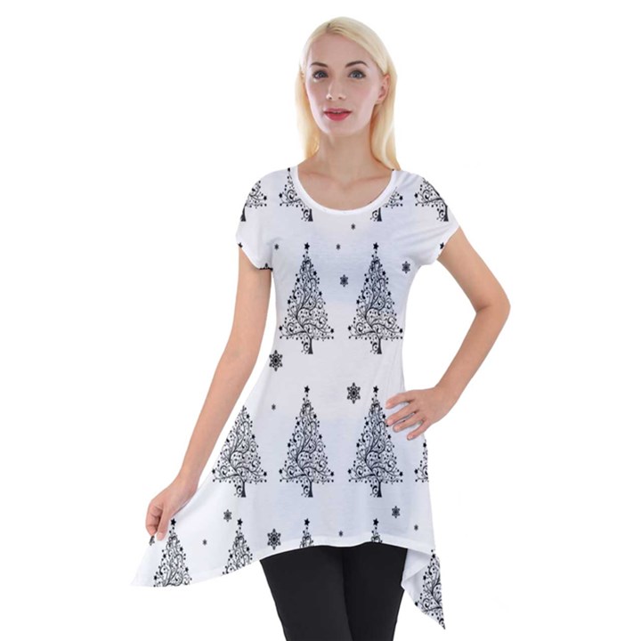 Christmas tree - pattern Short Sleeve Side Drop Tunic