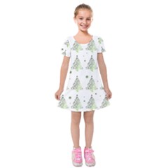 Christmas Tree - Pattern Kids  Short Sleeve Velvet Dress by Valentinaart