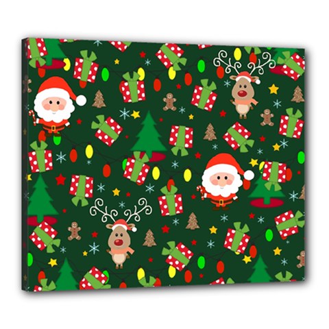 Santa And Rudolph Pattern Canvas 24  X 20  by Valentinaart