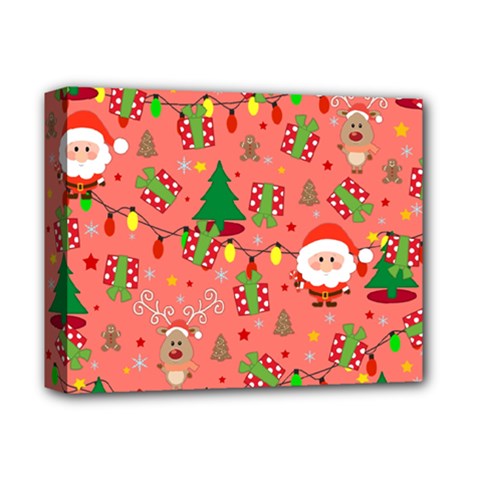 Santa And Rudolph Pattern Deluxe Canvas 14  X 11 