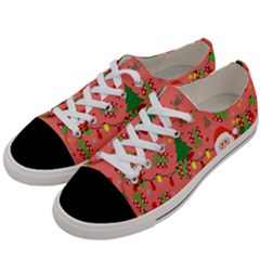 Santa And Rudolph Pattern Women s Low Top Canvas Sneakers by Valentinaart