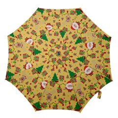 Santa And Rudolph Pattern Hook Handle Umbrellas (large) by Valentinaart