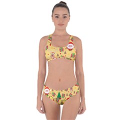 Santa And Rudolph Pattern Criss Cross Bikini Set by Valentinaart