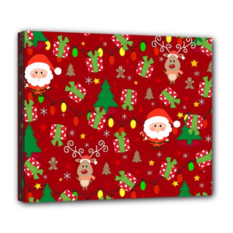 Santa and Rudolph pattern Deluxe Canvas 24  x 20  