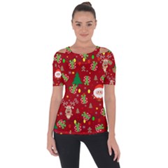 Santa And Rudolph Pattern Short Sleeve Top by Valentinaart