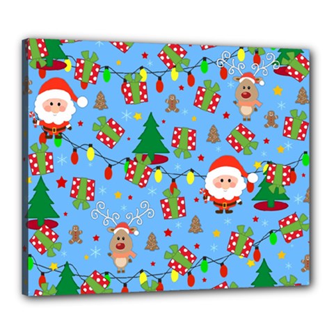 Santa And Rudolph Pattern Canvas 24  X 20  by Valentinaart