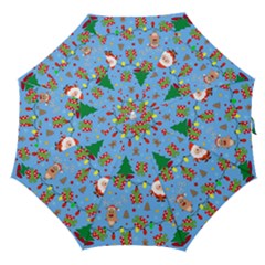 Santa And Rudolph Pattern Straight Umbrellas by Valentinaart