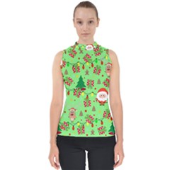 Santa And Rudolph Pattern Shell Top by Valentinaart