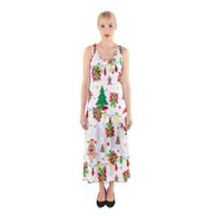 Santa And Rudolph Pattern Sleeveless Maxi Dress by Valentinaart