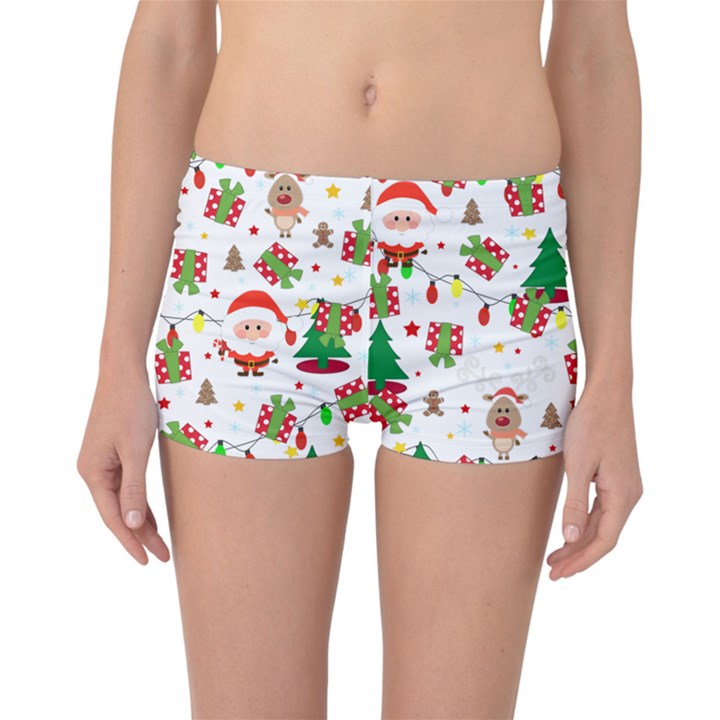 Santa and Rudolph pattern Reversible Boyleg Bikini Bottoms