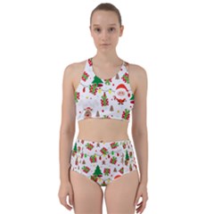 Santa And Rudolph Pattern Racer Back Bikini Set