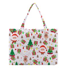 Santa And Rudolph Pattern Medium Tote Bag by Valentinaart