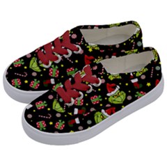 Grinch Pattern Kids  Classic Low Top Sneakers by Valentinaart