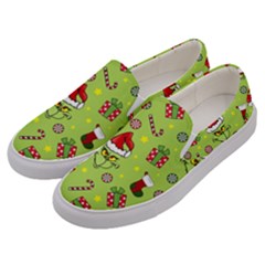 Grinch Pattern Men s Canvas Slip Ons by Valentinaart