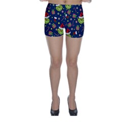 Grinch Pattern Skinny Shorts