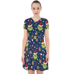 Grinch Pattern Adorable In Chiffon Dress by Valentinaart