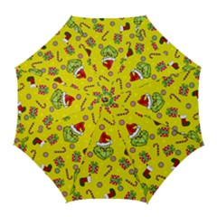 Grinch Pattern Golf Umbrellas by Valentinaart