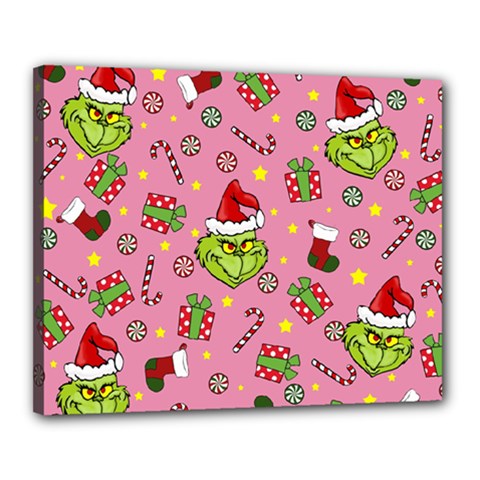 Grinch Pattern Canvas 20  X 16  by Valentinaart