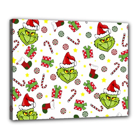 Grinch Pattern Canvas 20  X 16  by Valentinaart