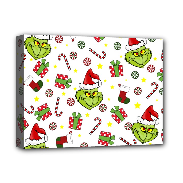 Grinch pattern Deluxe Canvas 16  x 12  