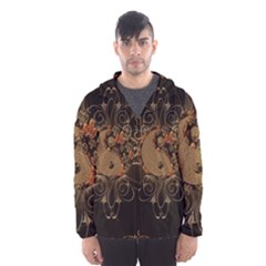 The Sign Ying And Yang With Floral Elements Hooded Wind Breaker (men) by FantasyWorld7